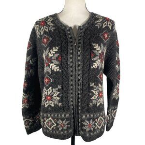 Vintage Y2K Nomadic Traders Shetland wool full zip hand knitted cardigan sweater